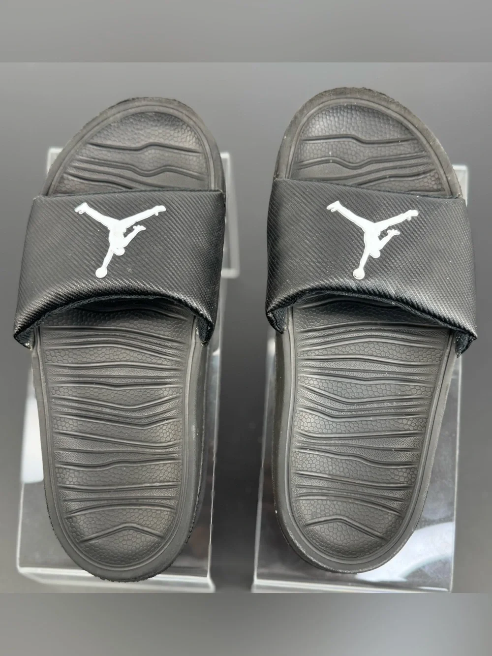Jordan Black Slide Sandals with White Logo for Youth Kids Size 4